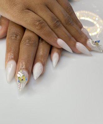 White color acrylic stilettos