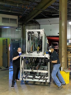 Broadway show Truss return from Europe via Ocean Freight  to our New York storage facility. Pictured owner Jon Nevins and Darryl Chambers!