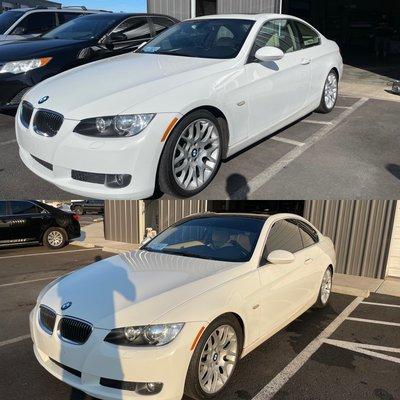 Window tint and roof wrapped in 3M Gloss Black