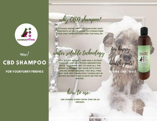 CBD PET SHAMPOO AVAILABLE HERE.