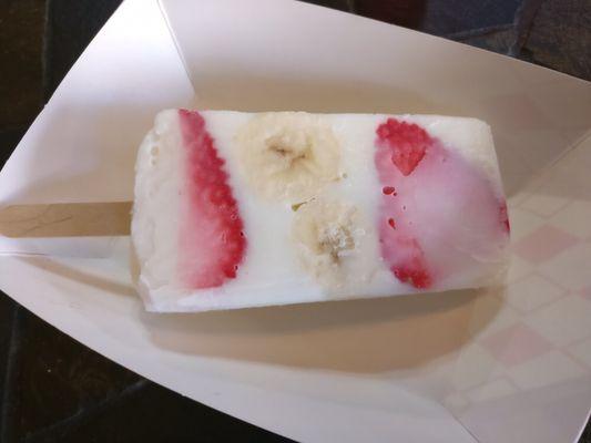 Strawberry and banana cream popsicle