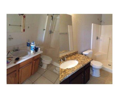 Flip:  Simple bathroom remodel in Mesa.  The fresh look adds great value!