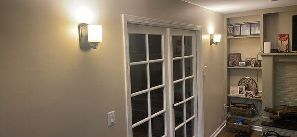 New wiring, switch, and wall lights installed