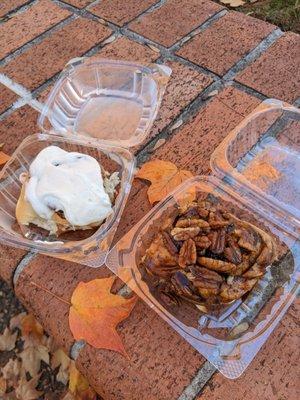 Cinnamon Bun + Sticky Pecan Bun ($3.50 each)