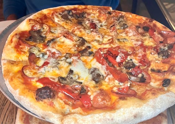 Pepperoni, mushroom, red peppers