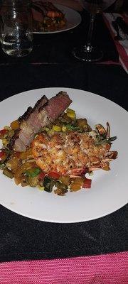 surf and turf with succotash