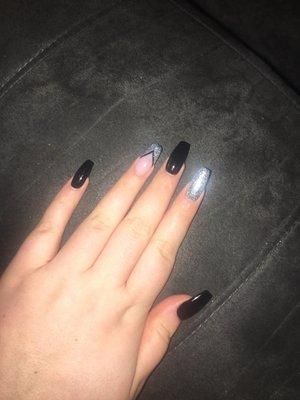 Manicure with acrylic and shellac polish