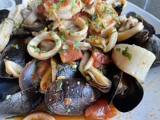 Mediterranean zuppa do peace- A lovely assortment of seafood cooked to perfection