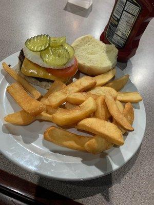 Wall Street Family Grill Cheese burger and fries