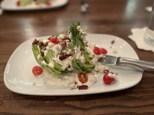 Wedge Salad with crumbles of bacon-my favorite