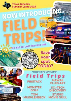 Field trips are now offered at Summer Camp Texas Dynamix Plano!