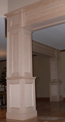 Column and trim work added to basic home.