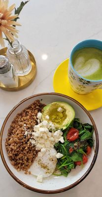 Breakfast Grain Bowl Matcha Latte