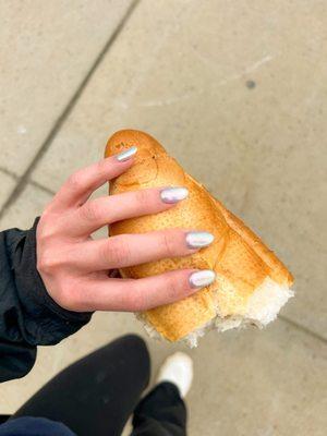 Snacking in style w my chrome nails by Hang! 3