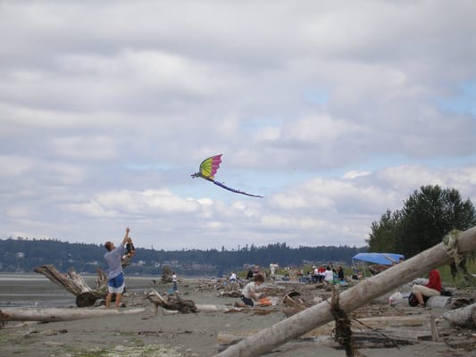 flying kites at Jetty Island