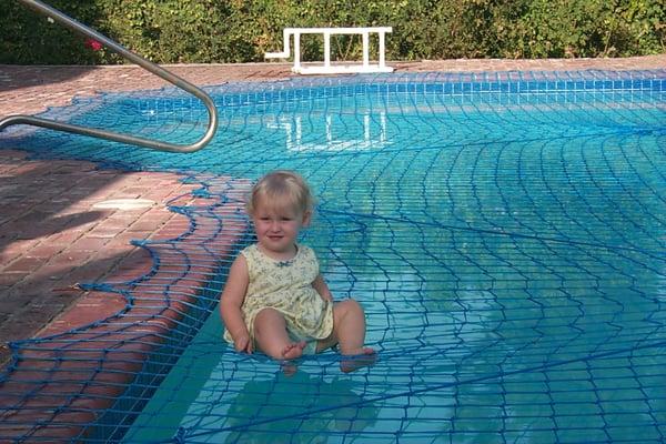 Swimming pool safety net.