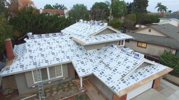 New GAF Synthetic Underlayment installed ready for new High Definition Shingles!