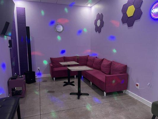 Purple karaoke room