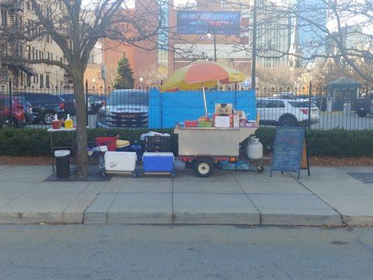 This is the hot dog stand in the and where it's located at Madison and Grand River