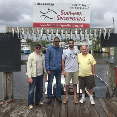 April 23, 2016. First half day trip of the year. 30 Spanish Mackerel and Blues. Great trip!