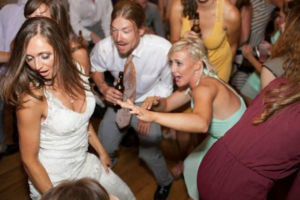 Getting down with the bride!