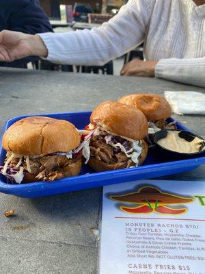 3 carnitas sliders $12