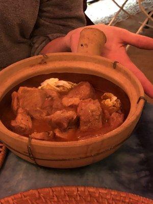 Red fired pork cooked in Chinese clay pots