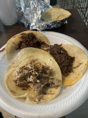 Carnitas , shredded beef