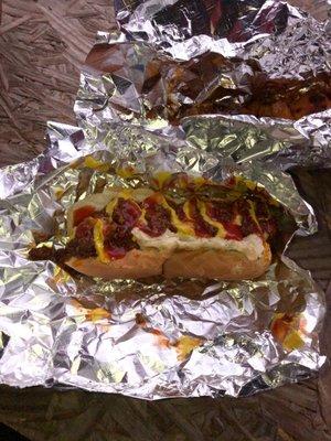 Hot Dog with chili & onions.