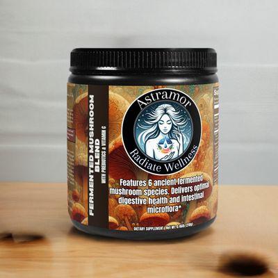 Fermented Mushroom Blend is a premium product featuring six different types of organically grown, fermented mushrooms in their full-spectrum