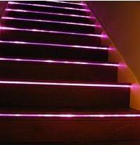 Lighting transition under steps.