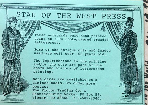 About the the Star of the West Press note cards.