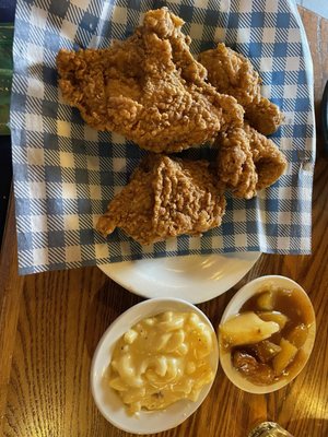 Chicken Fried Chicken, Fried Apples and Macaroni n' Cheese