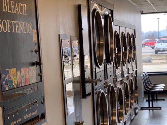 Laundry supply vending, change machines, and twelve coin-operated gas dryers