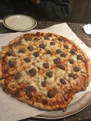 Chicken & Italian Sausage Pizza (two topping pizza is a special at Sammy's on Wednesdays!)