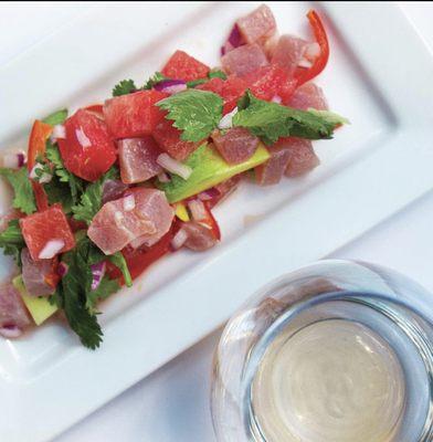 Ahi Tuna and Watermelon Ceviche for a sunny afternoon event.