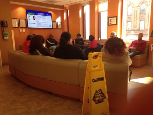 3rd floor waiting room at the Family Health Center of Harlem