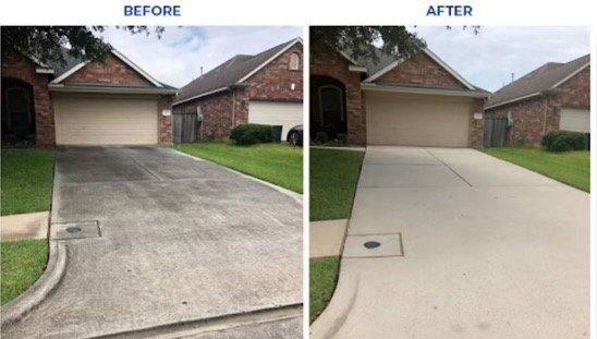 House before and after pressure washing.