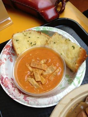 Chicken Tortilla Soup and Garlic Bread