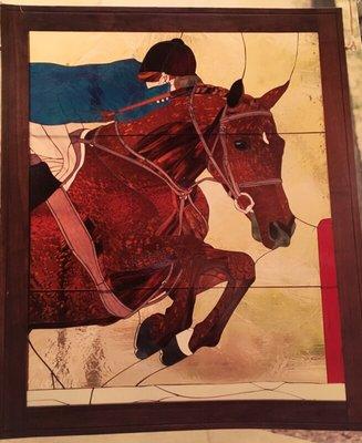 Stained glass panel of jumper, 3' x 4'