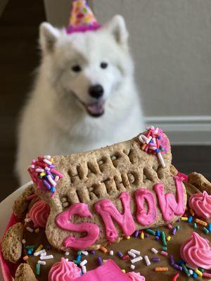 With her Cake