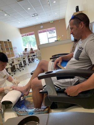 Hubby loved his first pedicure