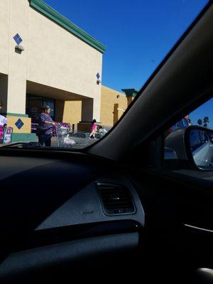 Taking carts from grocery store next door cause you don't want to use your quarter lol fyi you get your quarter back when you return it