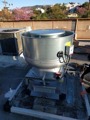 Replacement of grease hood exhaust fan