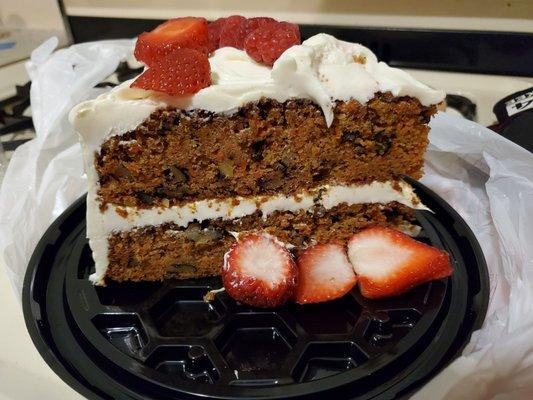 Massive slice of carrot cake - side view