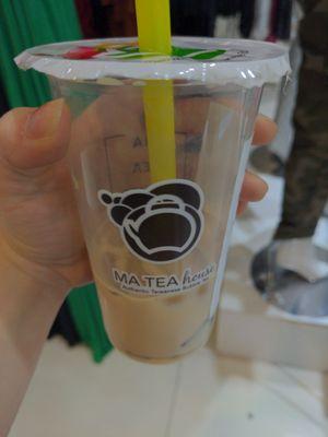 A delicious tiramisu bubble tea with coffee jelly hit the spot after a lot of shopping