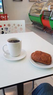 Good coffee with great chocolate croissant