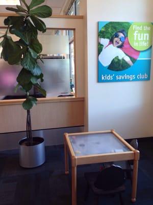 Sand table and gorgeous fiddle leaf fig. Props to the plant people at Numerica