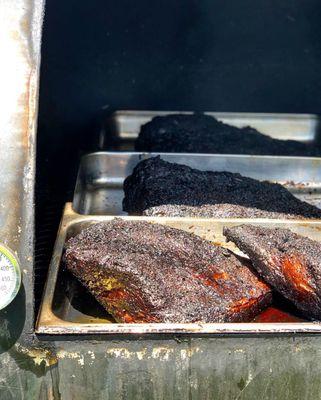 Brisket getting ready for slicing at Newport Folk Fest 2023.