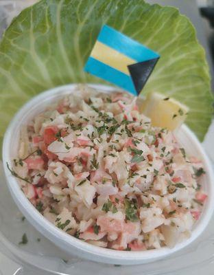 Crab Salad - Made like Bahamian Conch Salad, this island favorite is a must-have snack or premium side to any dinner plate.